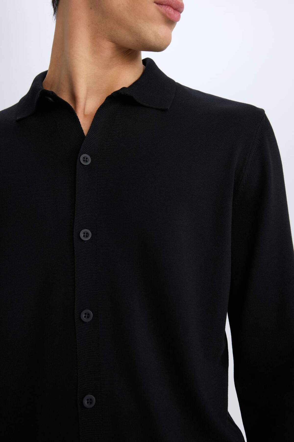 DeFacto Standart Fit Polo Yaka Düğmeli Triko Hırka E8399AX24CW görsel 5