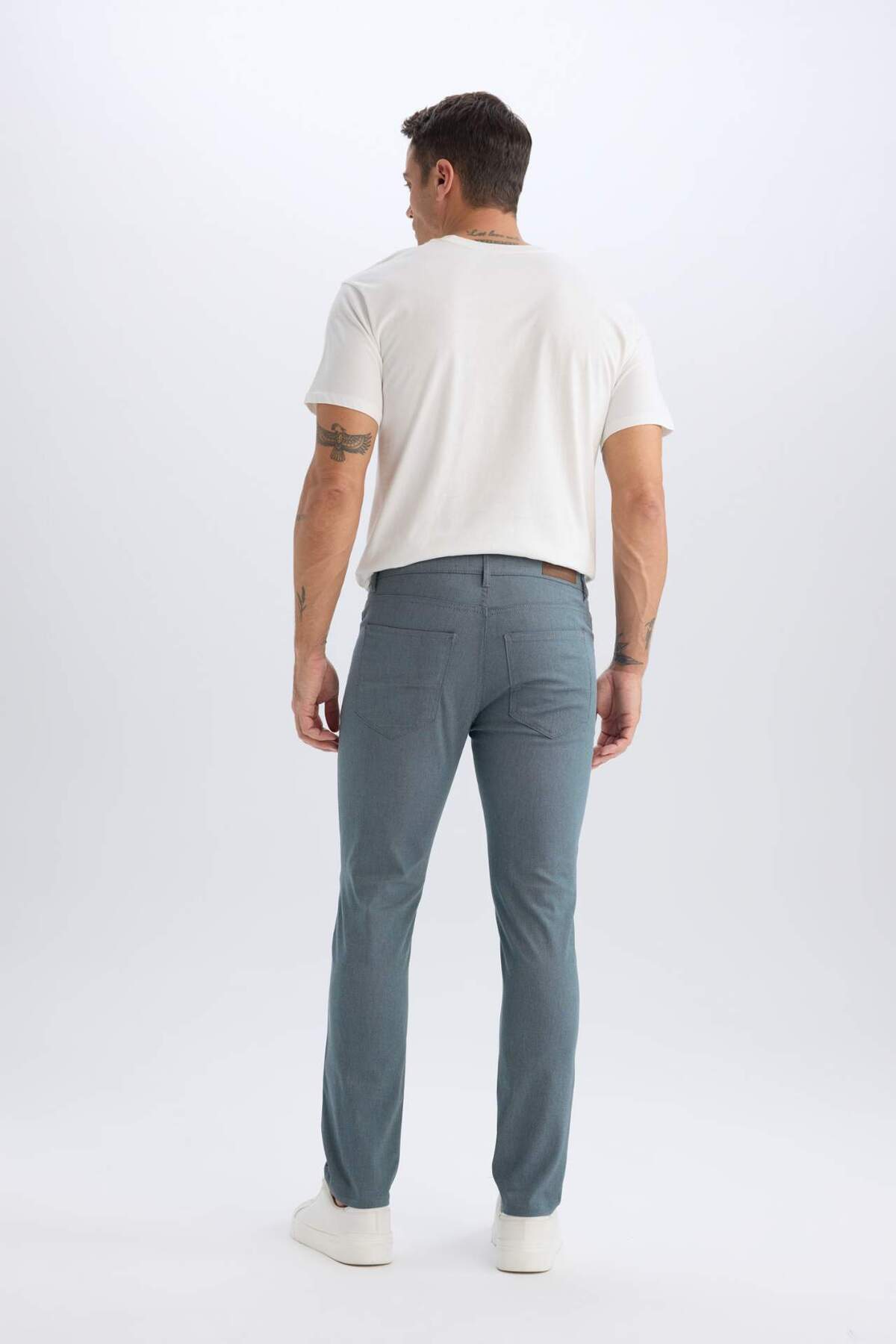 Yazlık Chino Kanvas Dokulu Pantolon Slim Fit Dar Kesim Cepli Dar Paça T1055AZ25SP — سرمه‌ای — تصویر 6 از 6