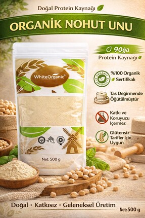 White Organic Organik Nohut Unu 500 gr Organic Chickpea Flour