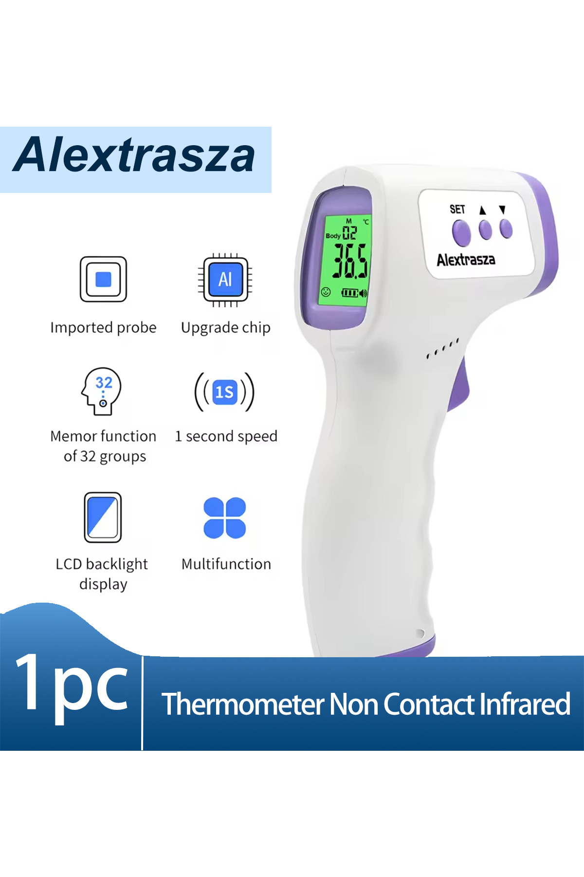 Choice مقياس حرارة بالأشعة تحت الحمراء بدون تلامس للجبهة البيضاء للأطفال والب...