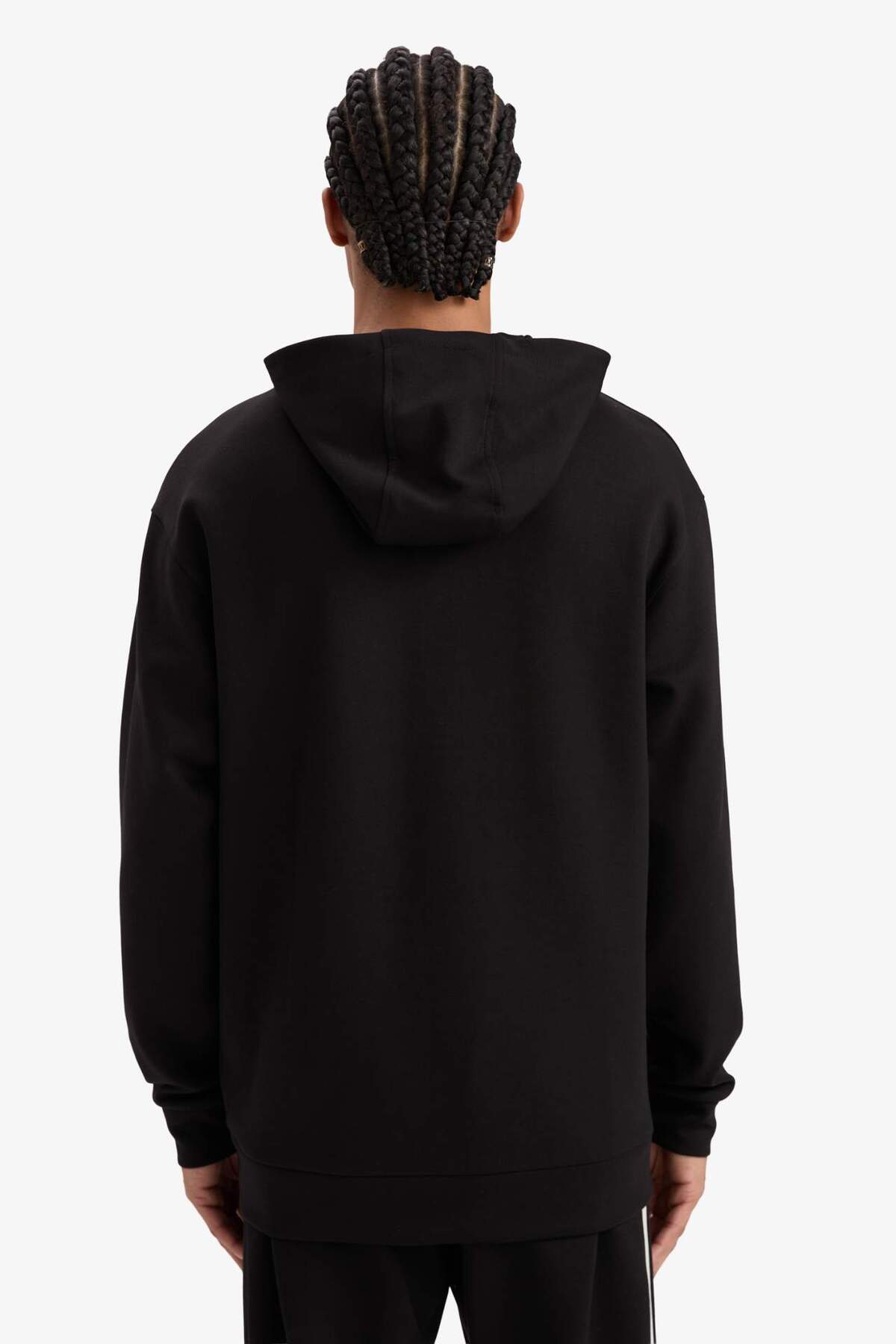 Ultra Yumuşak Standart Fit Kapüşonlu Skuba Dalgıç Kumaş Sporcu Sweatshirt D7364AX25SP — مشکی TYC64D3EFDC5932108 — تصویر 7 از 8