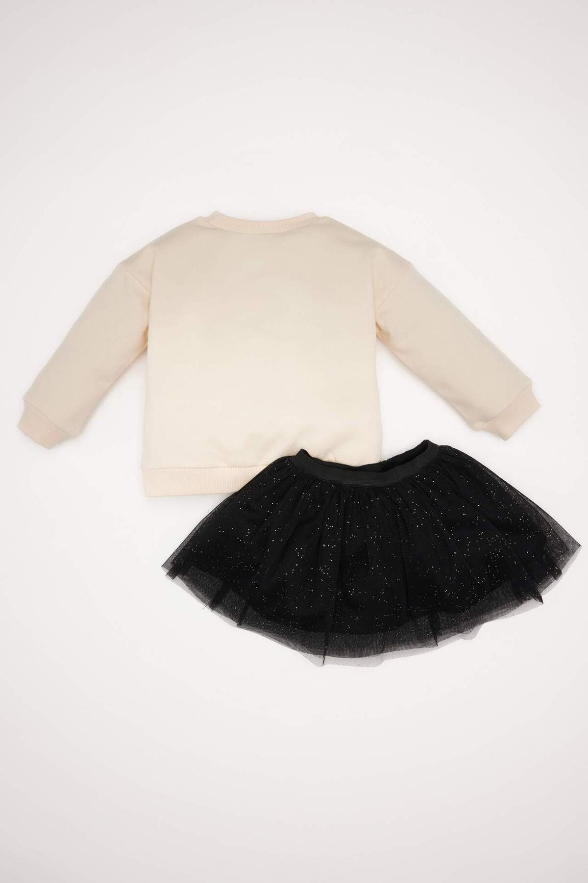 Defacto 2'li Takım Parlak Baskılı Sweatshirt Tütü Etek Kız Bebek D7255A524WN fotoğrafı 4 (önizleme)