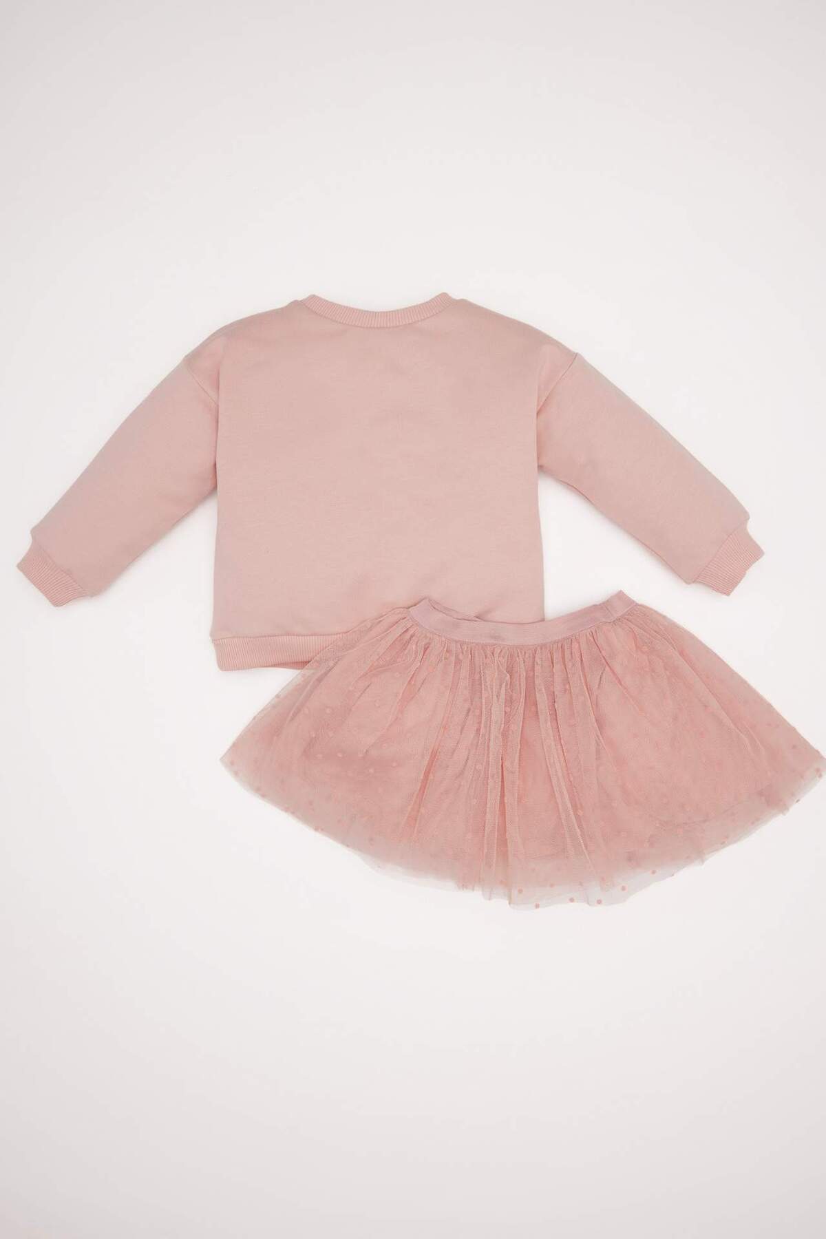 Defacto Kız Bebek 2'li Takım Parlak Baskılı Sweatshirt Tütü Etek D6269A524WN fotoğrafı 4 (önizleme)