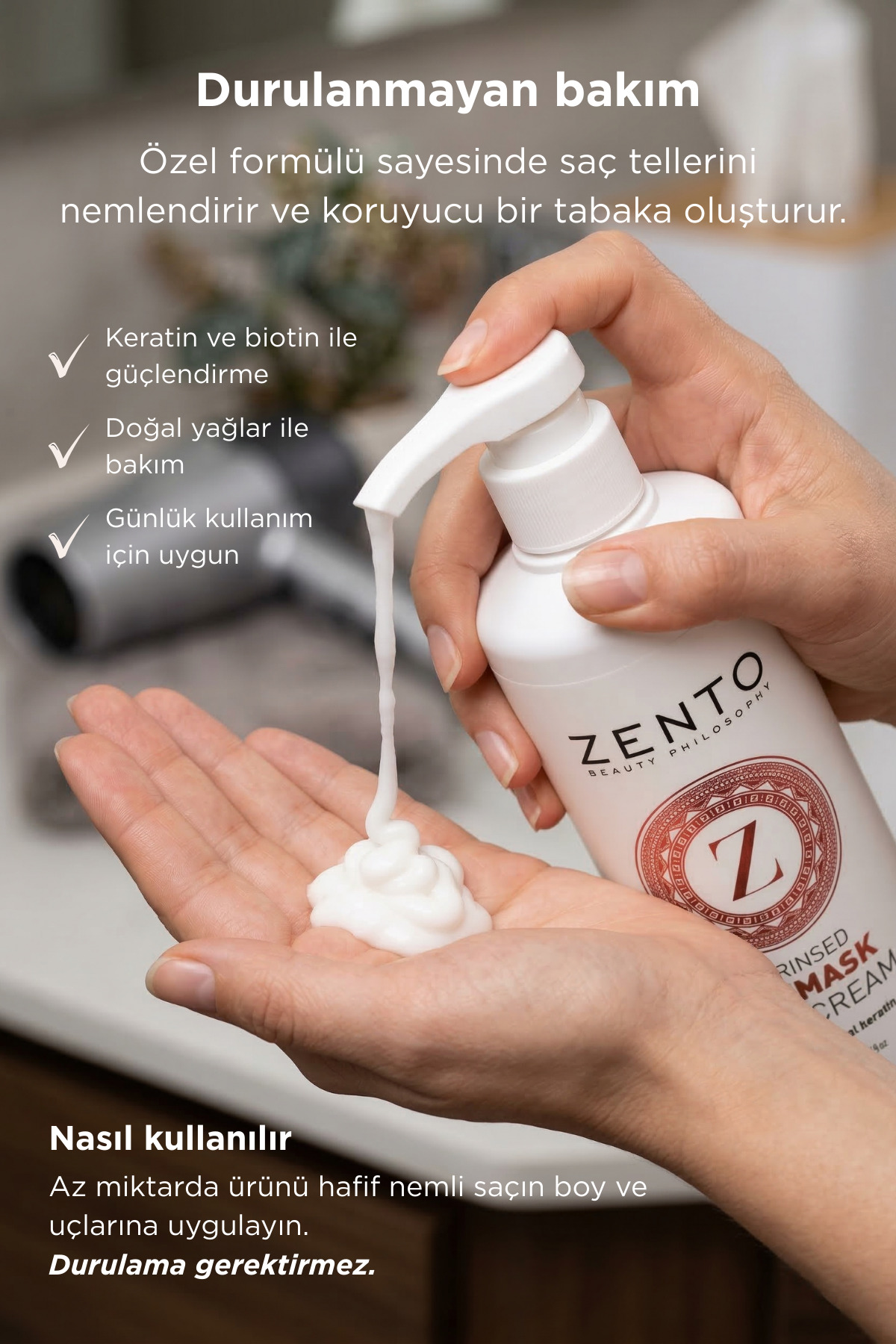 Haır Cream Cremask Durulanmayan Saç Bakım Kremi 500 ml — zento0010 — تصویر 4 از 8