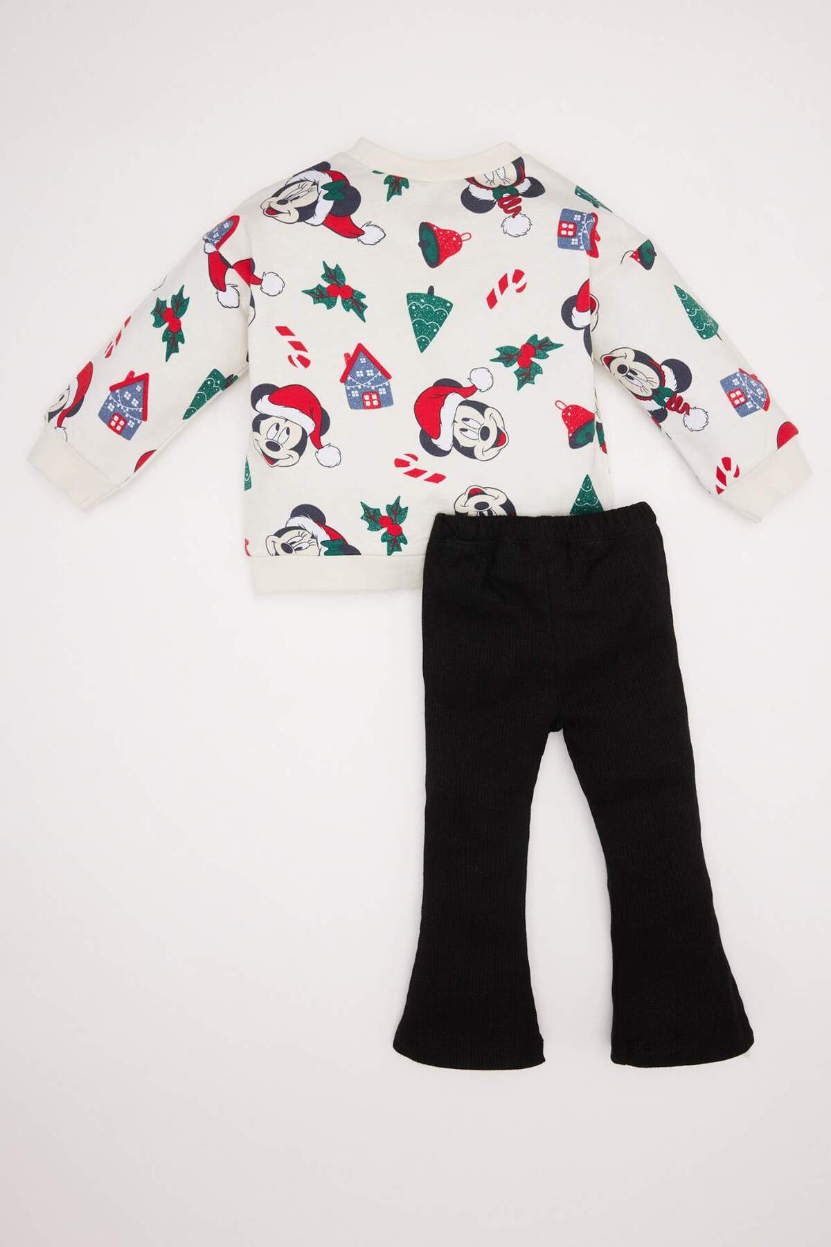 Defacto Yılbaşı Temalı 2li Takım Disney Mickey & Minnie Sweatshirt İspanyol Paça Alt Kız Bebek D6239A524WN fotoğrafı 4 (önizleme)