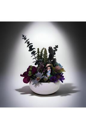 FLORİVYA DESİGN Dekoratif Yapay Çiçek Aranjmanı – Saksıda Masa Üstü Çiçek Dek...