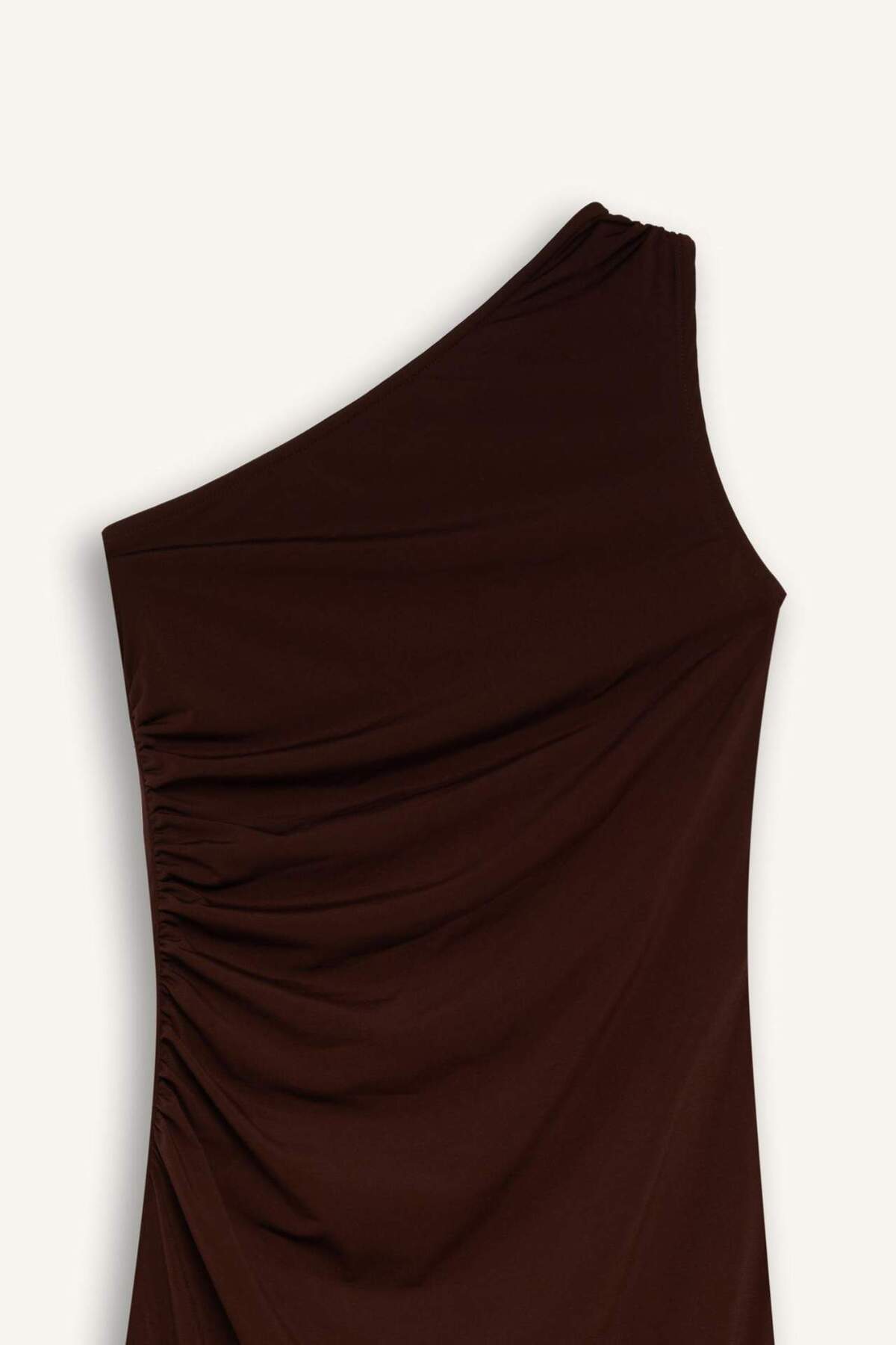 Defacto  Bodycon Vücudu Saran Basic Düz Tek Omuzlu Midi Elbise E2469AX24WN - Görsel 8