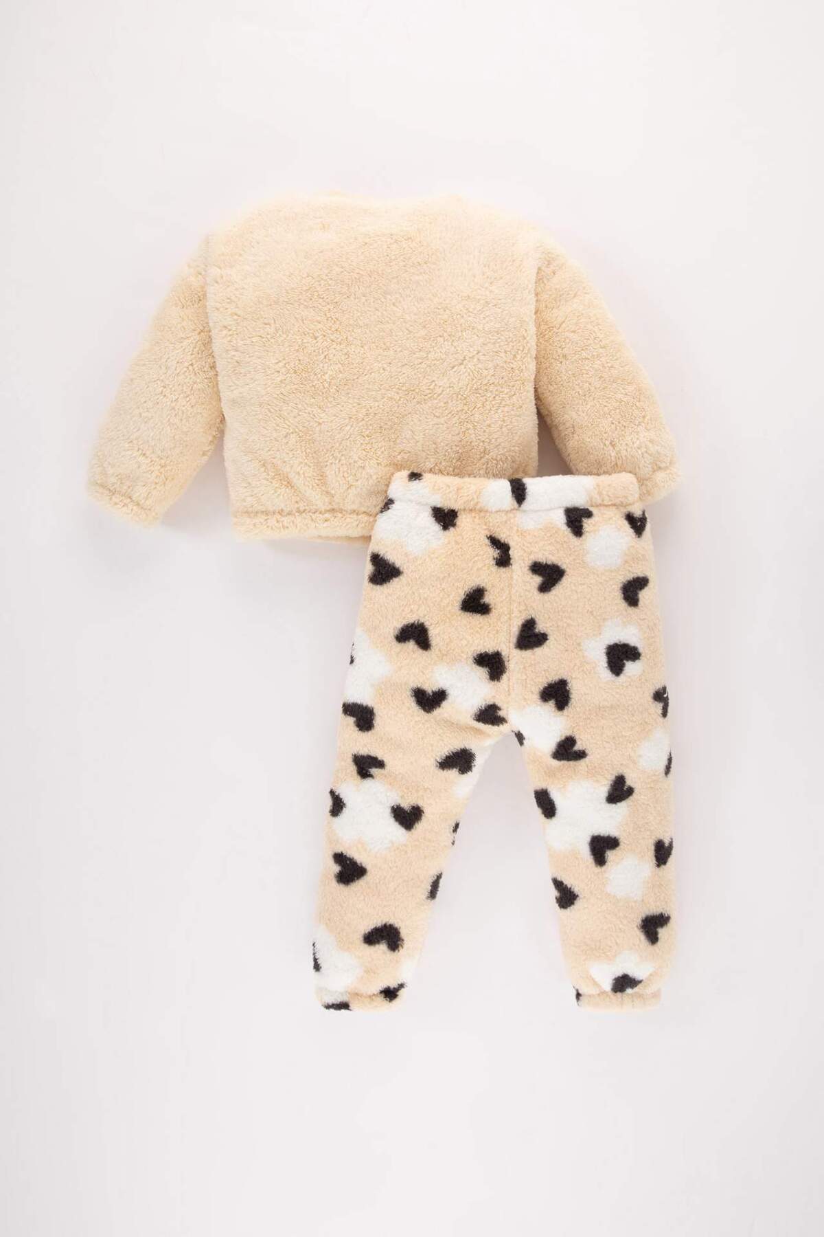 Defacto Kız Bebek 2li Takım Kalp Desenli Pelüş Sweatshirt Beli Lastikli Alt B3133A524WN fotoğrafı 6 (önizleme)