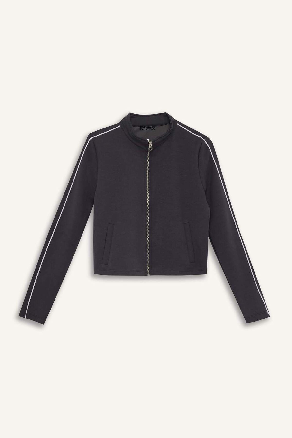 Defacto  Fitted Yarım Balıkçı Yaka Modal Fermuarlı Hırka D6670AX24WN - Görsel 7