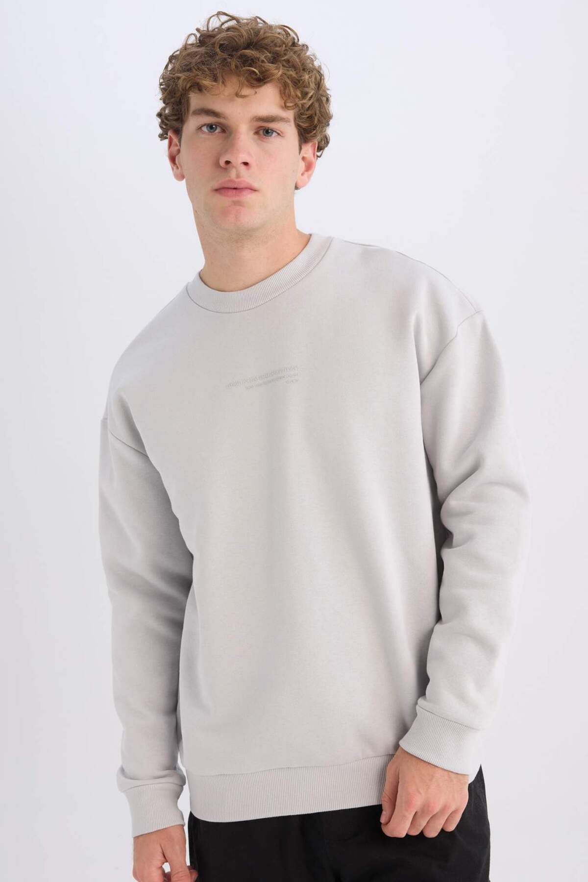 DeFacto Boxy Fit Bisiklet Yaka Baskılı Sweatshirt X8282AZ24AU — خاکستری