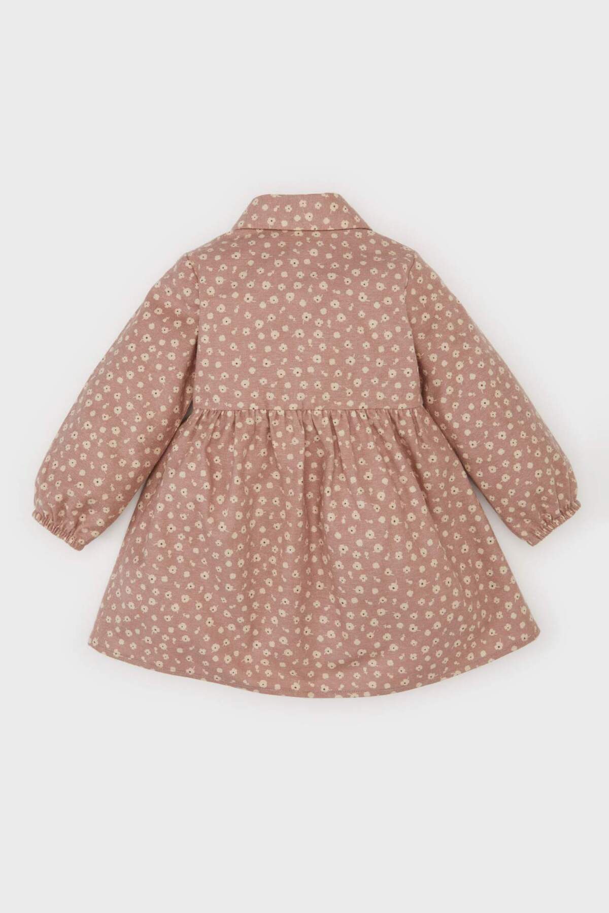 Defacto Çiçekli Uzun Kollu Pazen Elbise Kız Bebek D5636A524WN fotoğrafı 4 (önizleme)