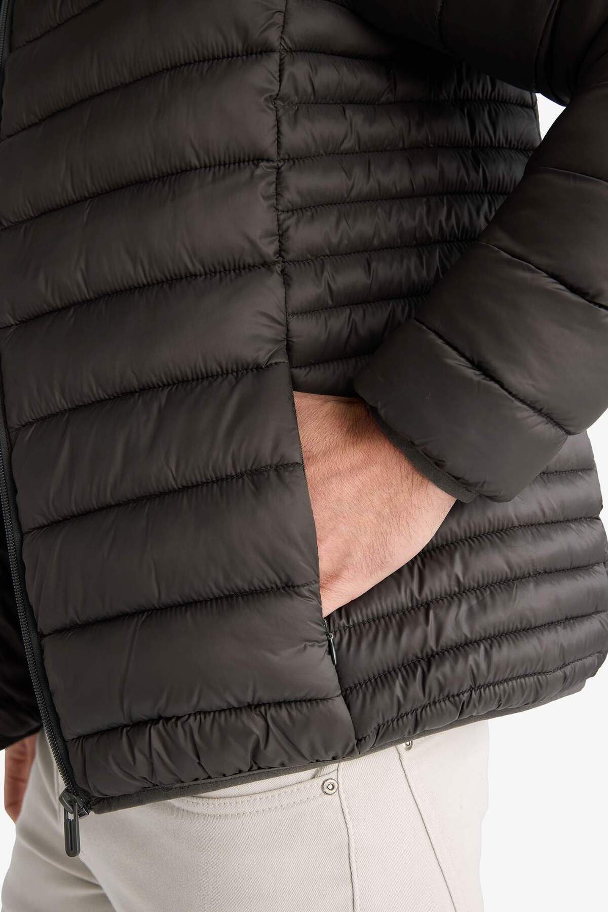 Sıcak Tutan Su İtici Slim Fit Mont N4661AZ24AU — خاکی — تصویر 5 از 8
