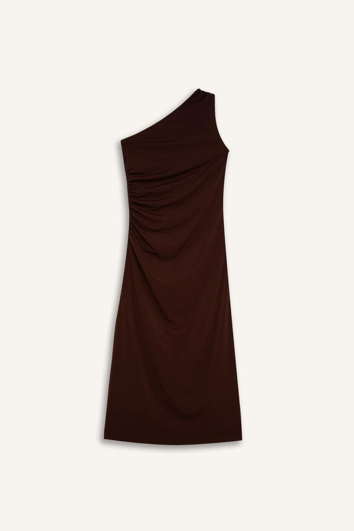 Defacto  Bodycon Vücudu Saran Basic Düz Tek Omuzlu Midi Elbise E2469AX24WN - Görsel 7