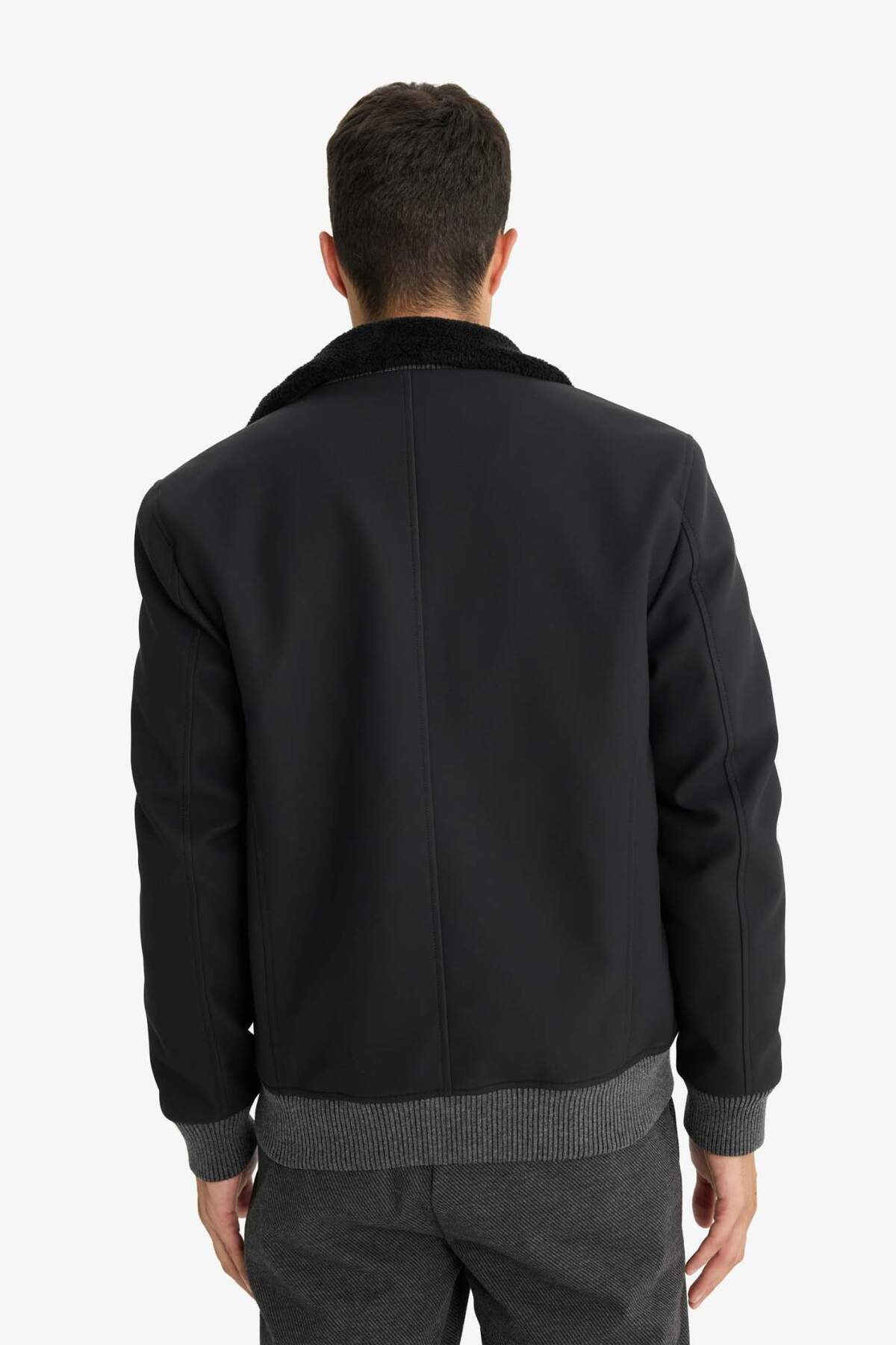 Defacto  Slim Fit Mont Ceket Dar Kesim Dik Yaka Astarlı Fermuarlı Çift Cepli Mevsimlik Suni Deri C5633AX24WN - Görsel 8