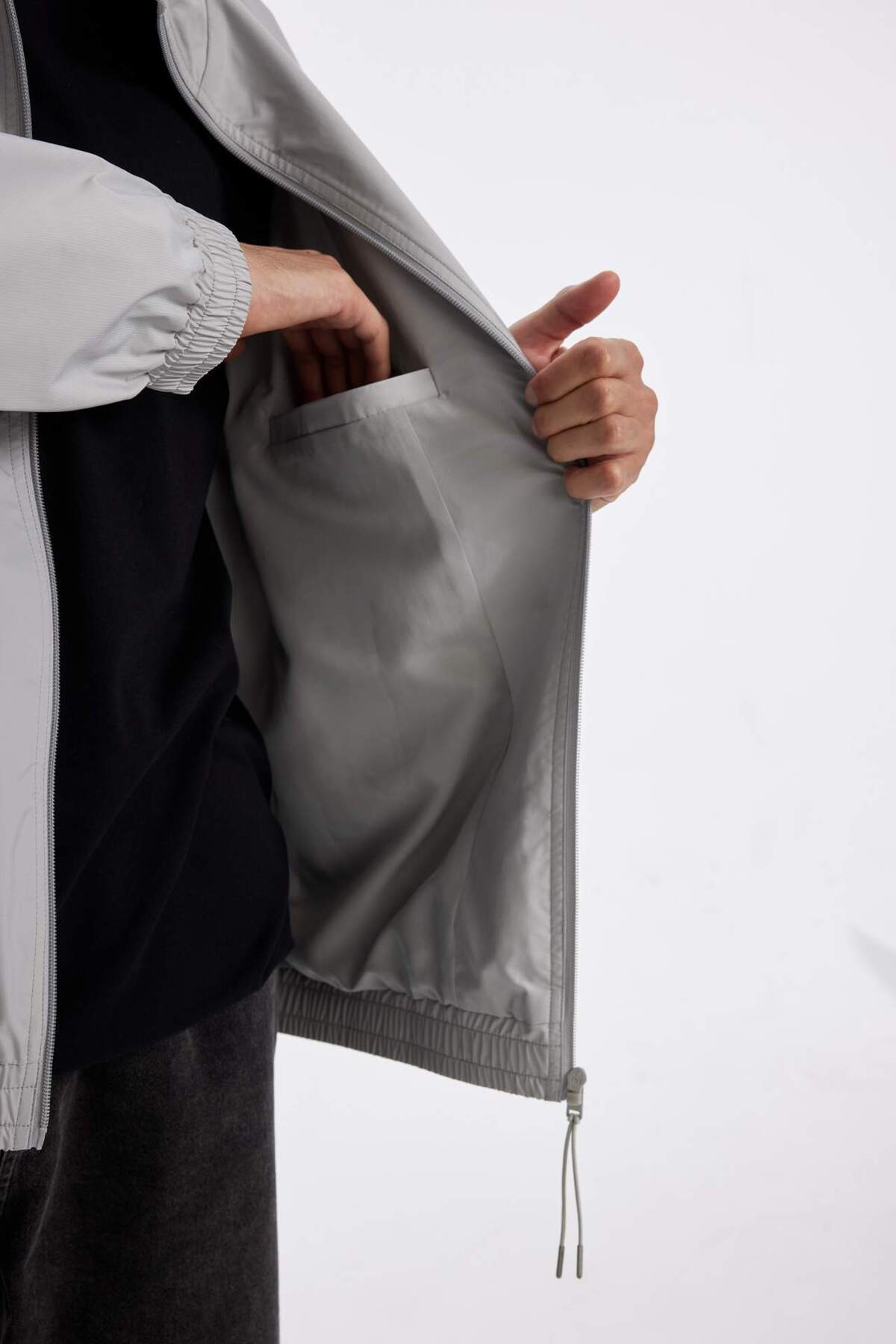 Defacto  Regular Fit Dik Yaka Fermuarlı Cepli Mevsimlik Baharlık Ceket Mont C4563AX24AU - Görsel 5