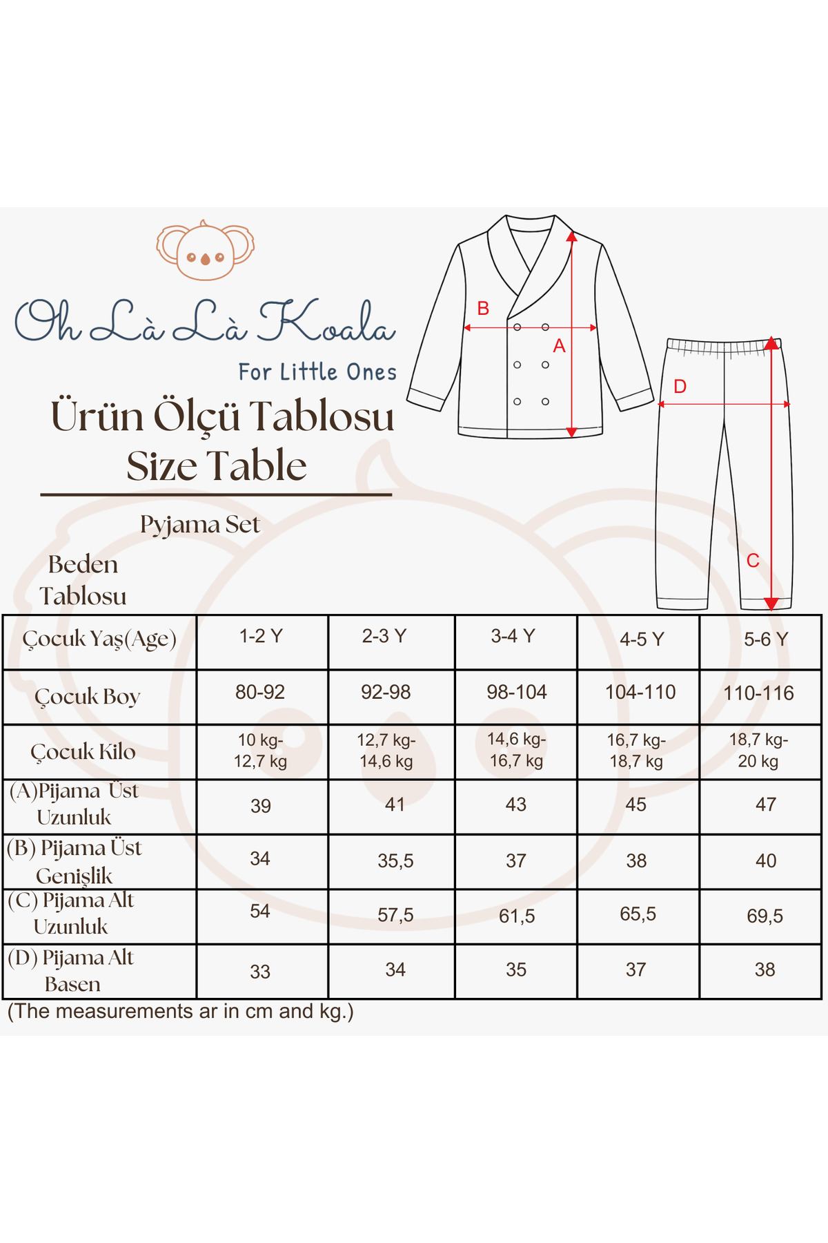 Oh La La Koala For Little Ones Kedi Desenli Yaka Detaylı Çocuk Pijama Takımı fotoğrafı 3 (önizleme)