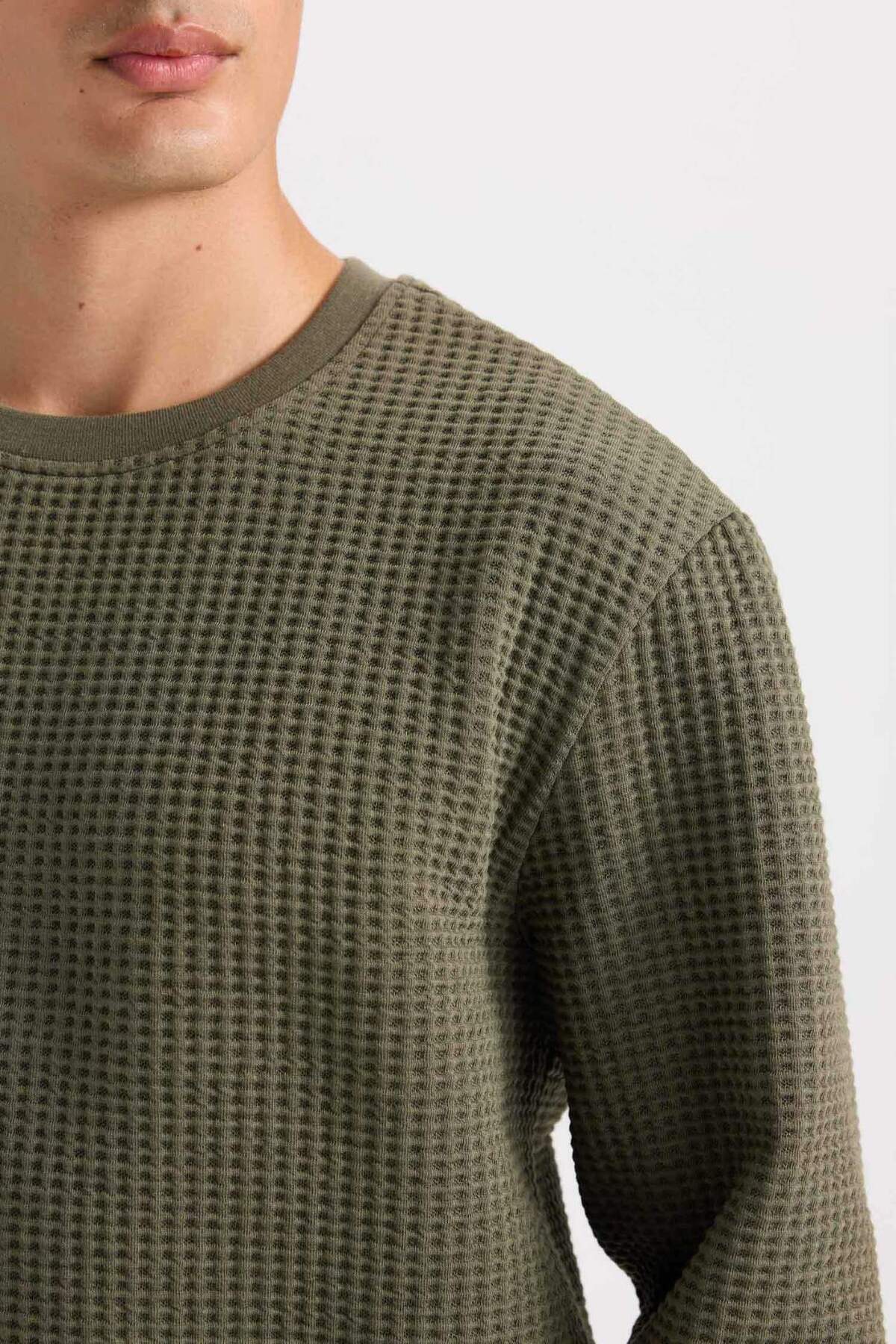 سویشرت Regular Fit Crew Neck Jacquard D5392AX24AU — خاکی — تصویر 5 از 6