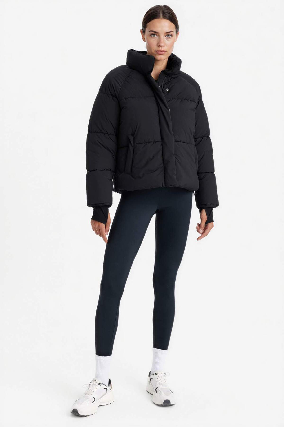 Defacto  DeFactoFit Şişme Mont Su İtici Dik Yaka Fermuarlı Çıtçıtlı Cepli Puffer A1550AX24WN - Görsel 2