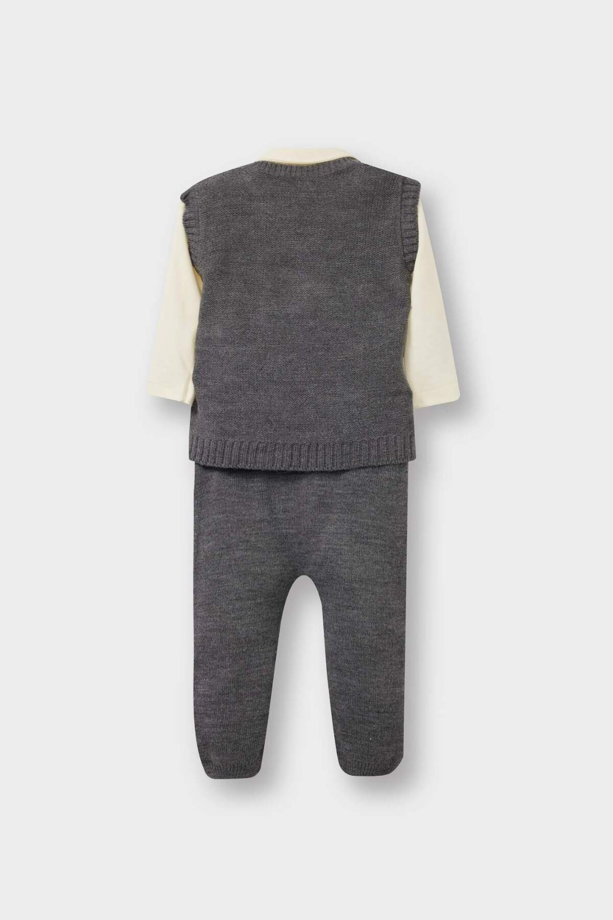 Defacto 3'lü Takım Triko Yelek Uzun Kollu Çıtçıtlı Body Pantolon Erkek Bebek C9597A524AU fotoğrafı 6 (önizleme)