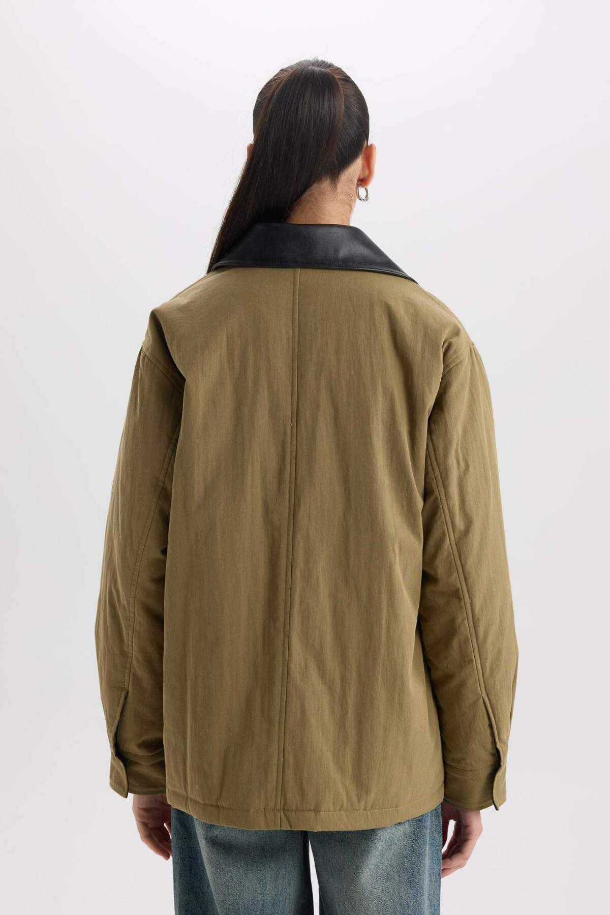 Defacto  Polo Yaka Mont Fermuar Çıtçıtlı Cepli Mevsimlik Pamuklu D6745AX24AU - Görsel 7