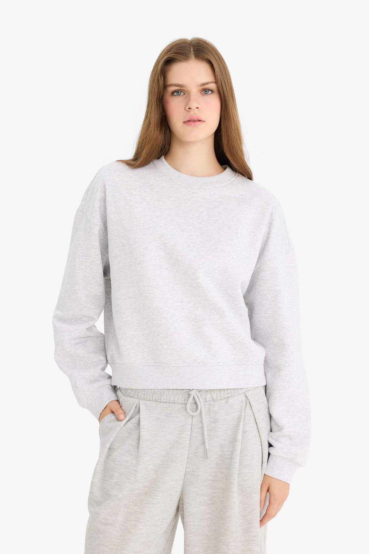 DeFacto Kalın Basıc Sweatshirt D6645AX24WN görsel 4