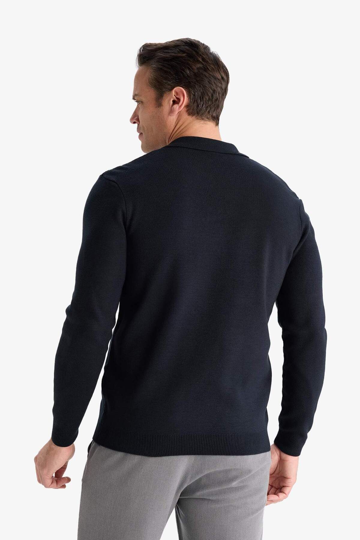 Defacto  Standart Fit Normal Kesim Polo Yaka Triko Kazak D4046AX24WN - Görsel 6