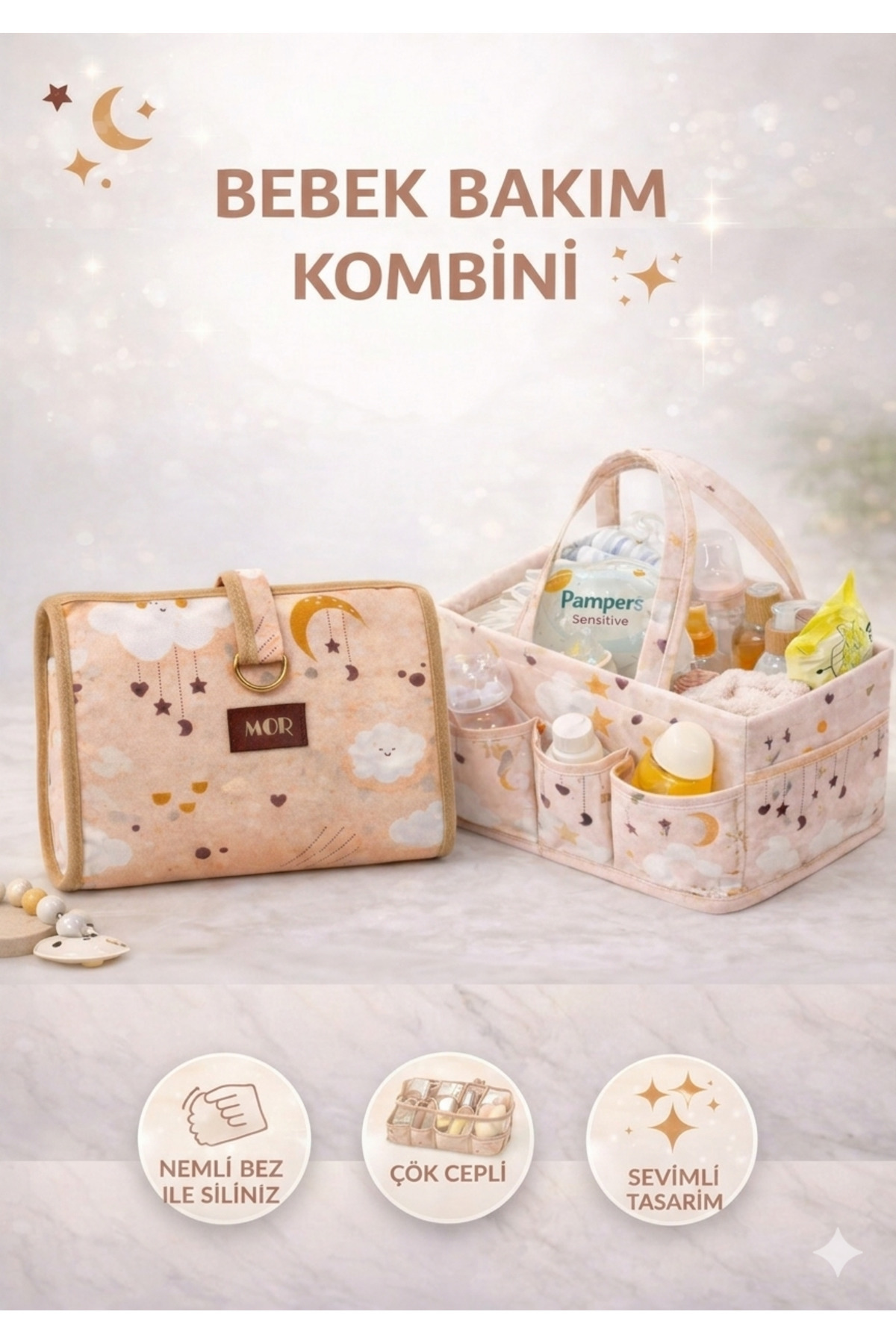 MorPort Anne Bebek Bakım Çantası Organizeri I Taşınabilir Bakım Çantası 2 li Set fotoğrafı 2 (önizleme)