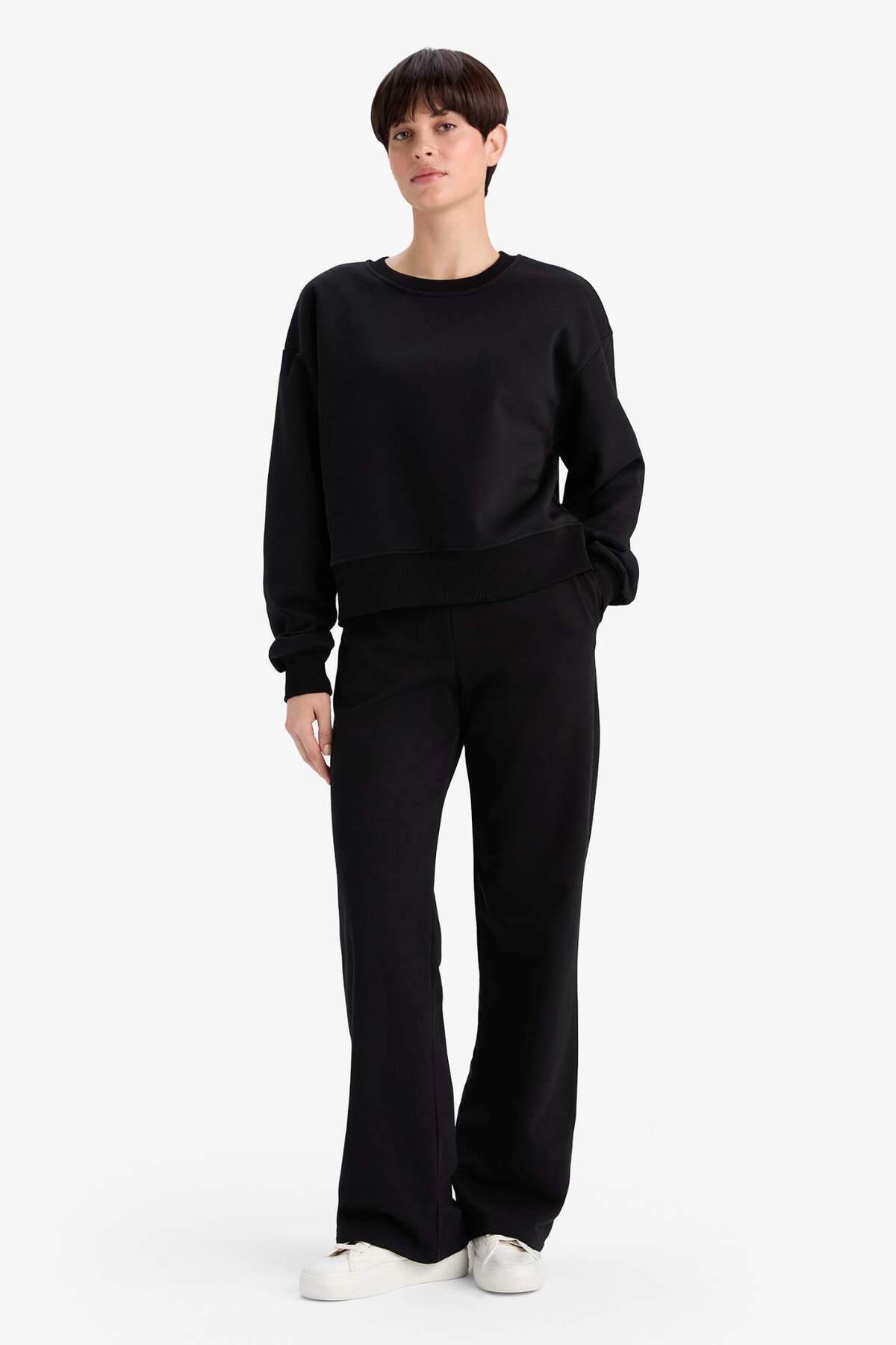 DeFacto Boxy Fit Kalın Basıc Sweatshirt B8568AX24WN görsel 2