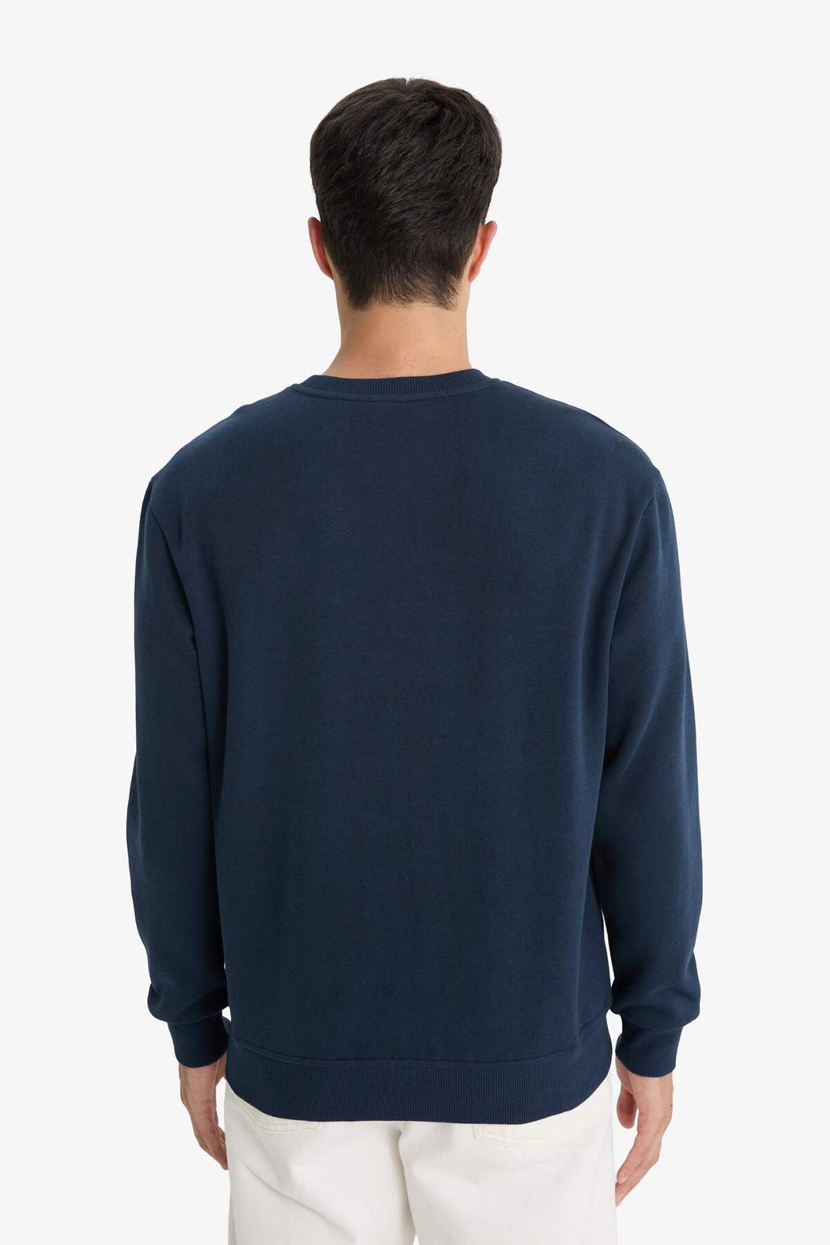 Defacto  Regular Fit Bisiklet Yaka Kalın Basic Düz Sweatshirt T3777AZ24AU - Görsel 6