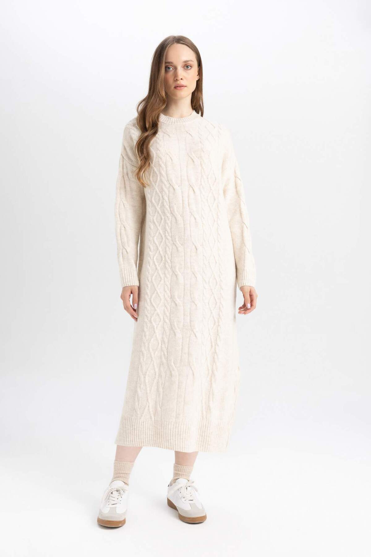 Defacto Hair Braided Basic Maxi Knitwear Dress Y2073Az24Wn