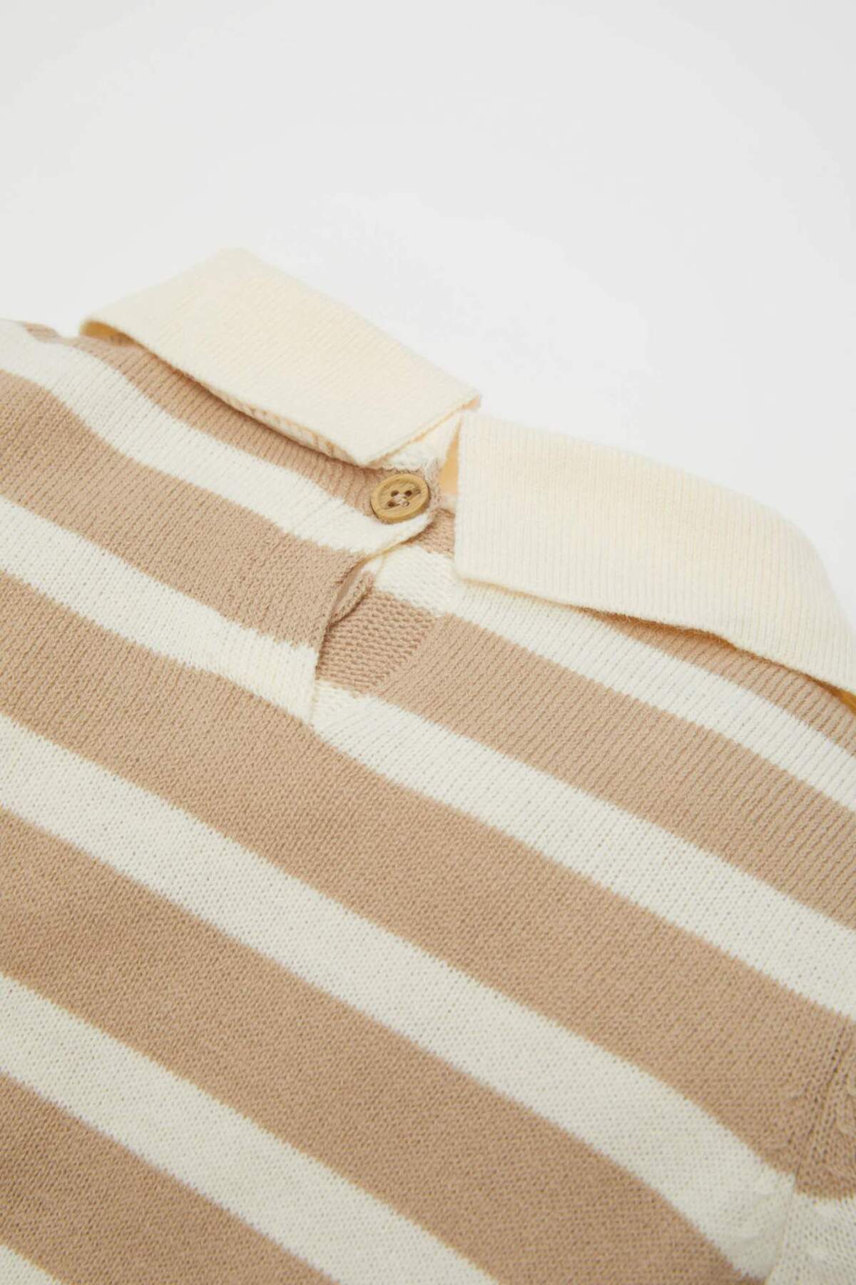 Defacto 2li Takım Çizgili Polo Yaka Triko Kazak İspanyol Paça Triko Tayt Kız Bebek C8453A524WN fotoğrafı 5 (önizleme)