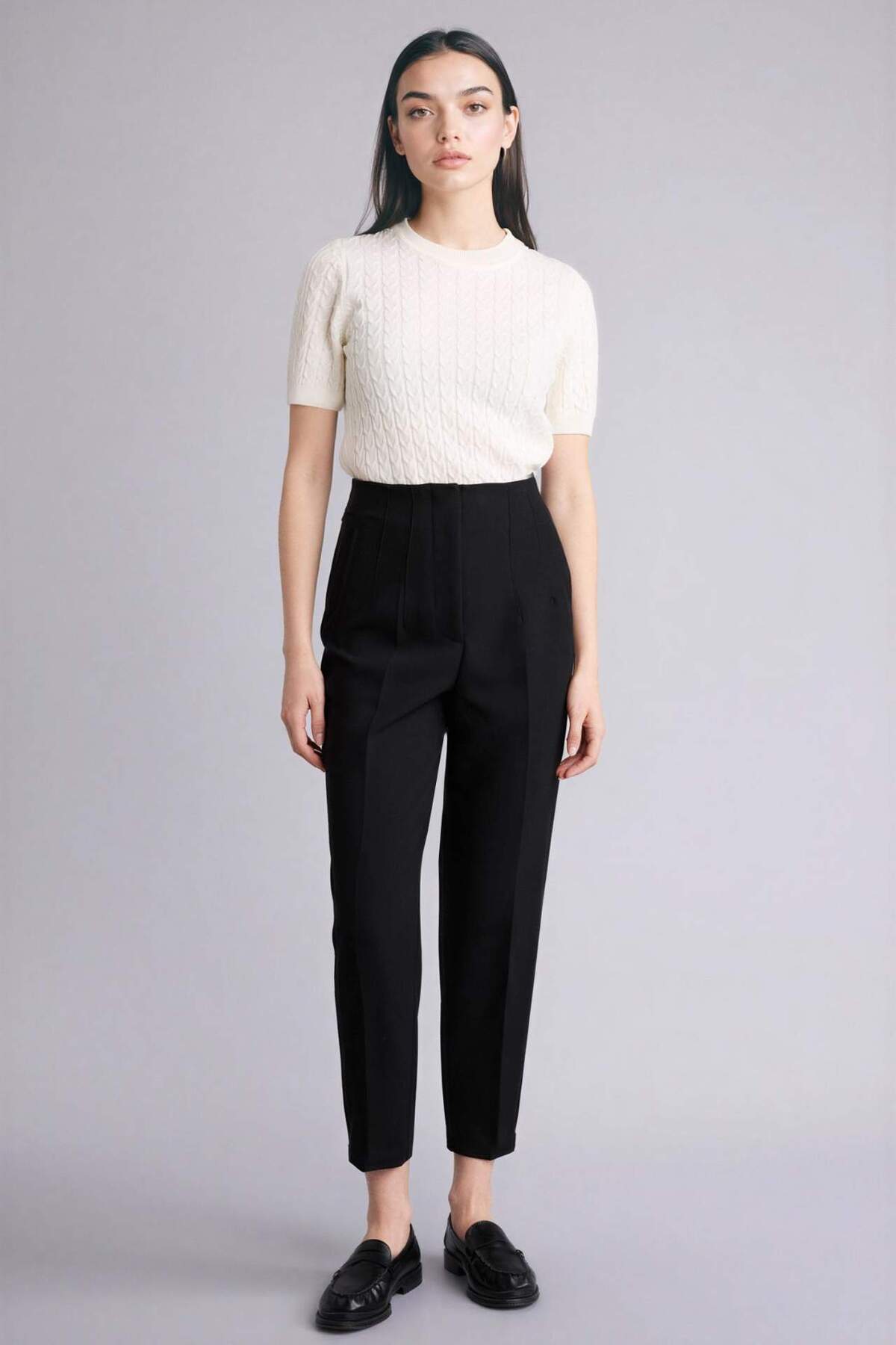 Defacto  Carrot Fıt Fermuarlı Yüksek Bel Dar Paça Crop Pantolon C2466AX24AU