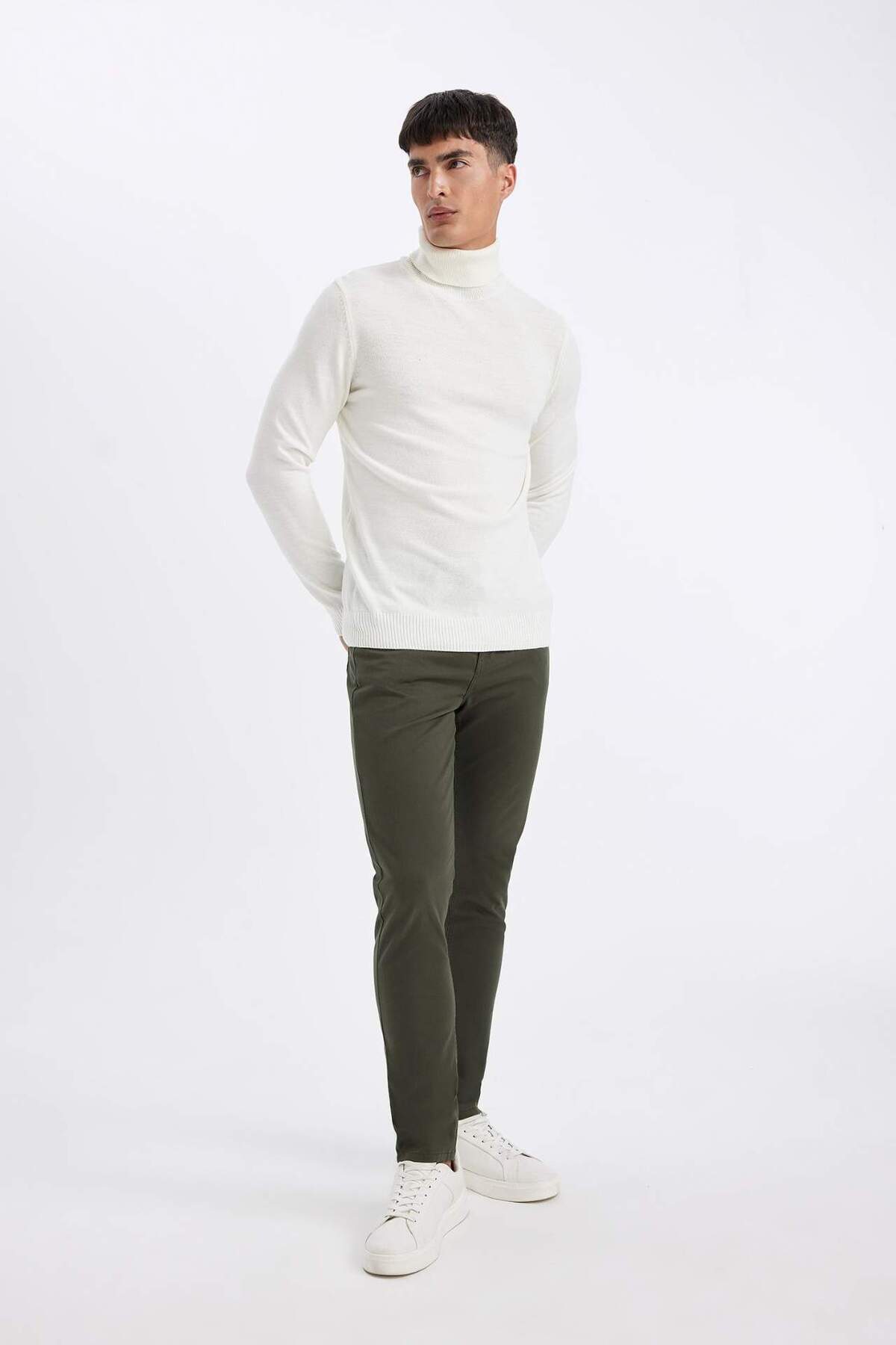 Chino Kanvas Pantolon Slim Fit Dar Kesim Pamuklu Esnek Dar Paça C9441AX24AU — خاکی TYC65989DF06B5BD10 — تصویر 7 از 8