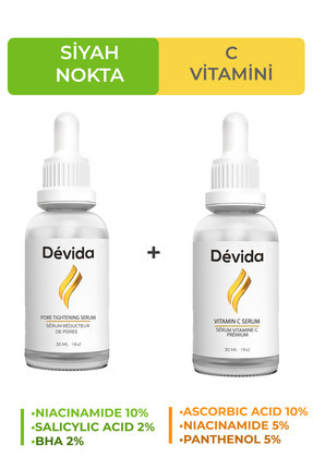 Devida Siyah Nokta Gözenek Sıkılaştırıcı ve C Vitamini 2'li Bakım Seti