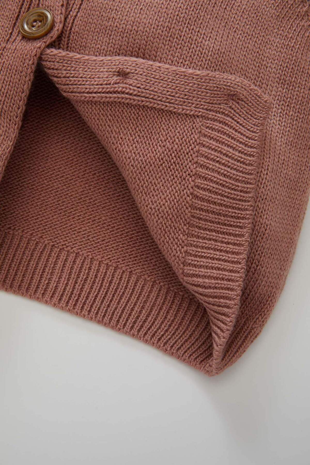 Defacto Basic Düz Triko Bisiklet Yaka Düğmeli Hırka Kız Bebek C7905A524AU fotoğrafı 4 (önizleme)