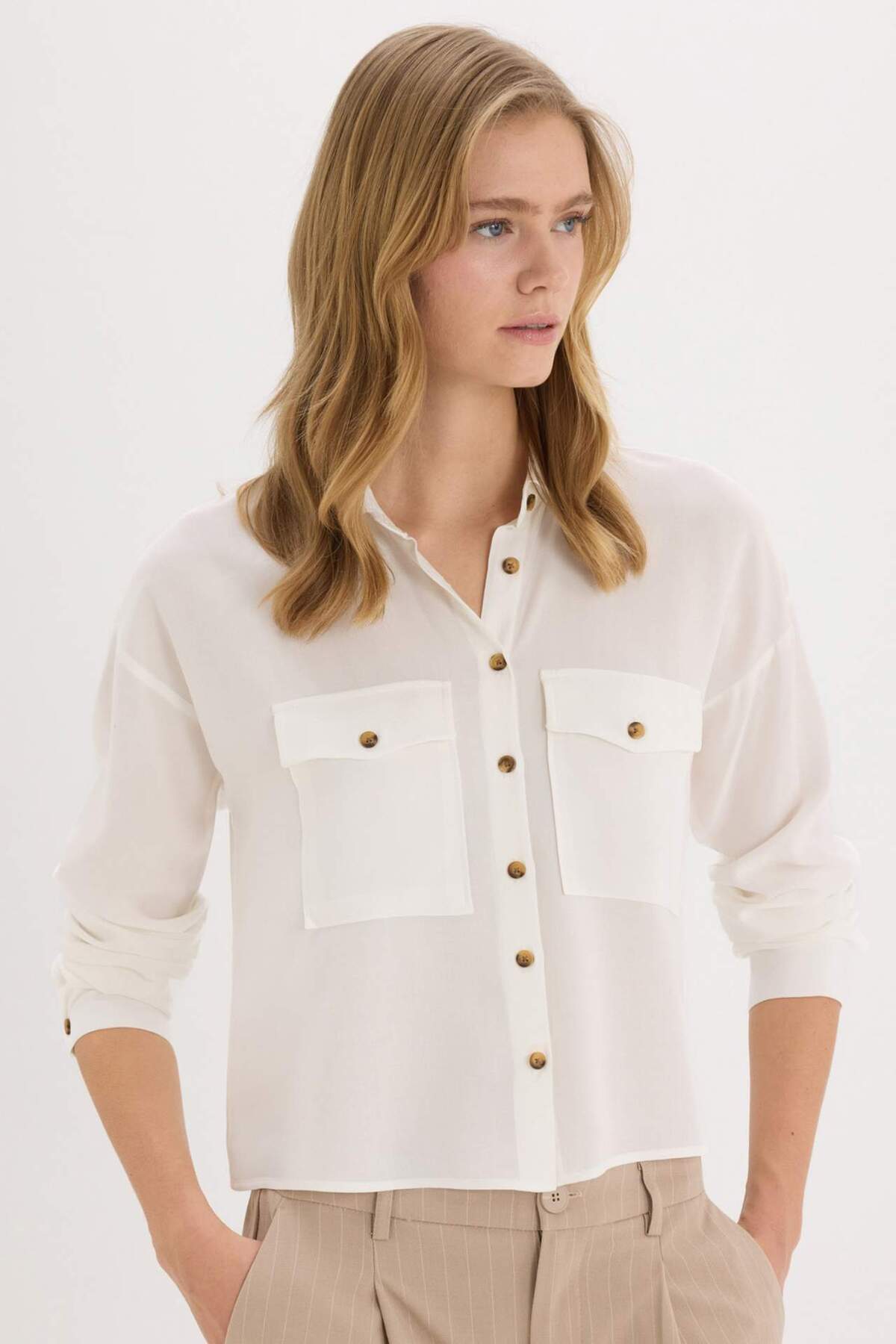 Defacto  Regular Fit Viskon Uzun Kollu Gömlek A5380AX23AU