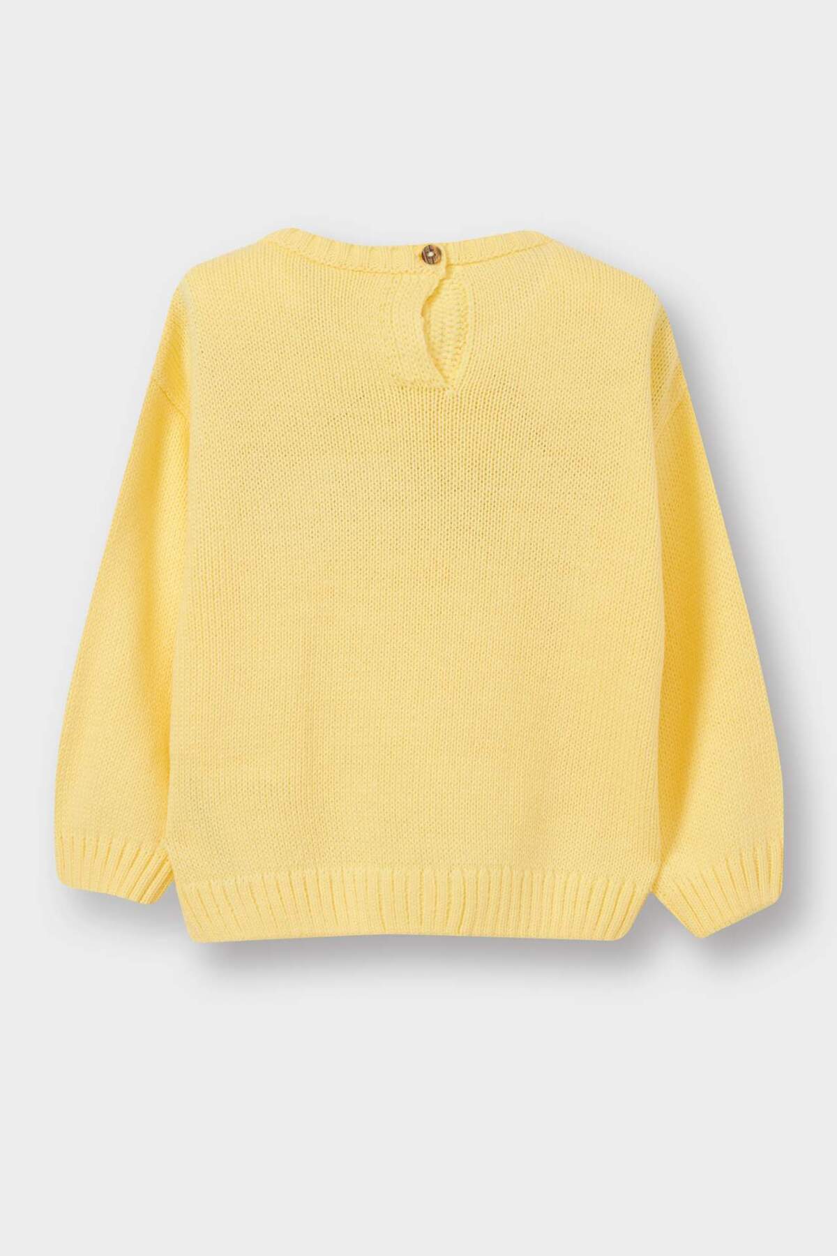 Defacto Bisiklet Yaka Çiçekli Triko Kazak Kız Bebek C8089A524AU fotoğrafı 3 (önizleme)