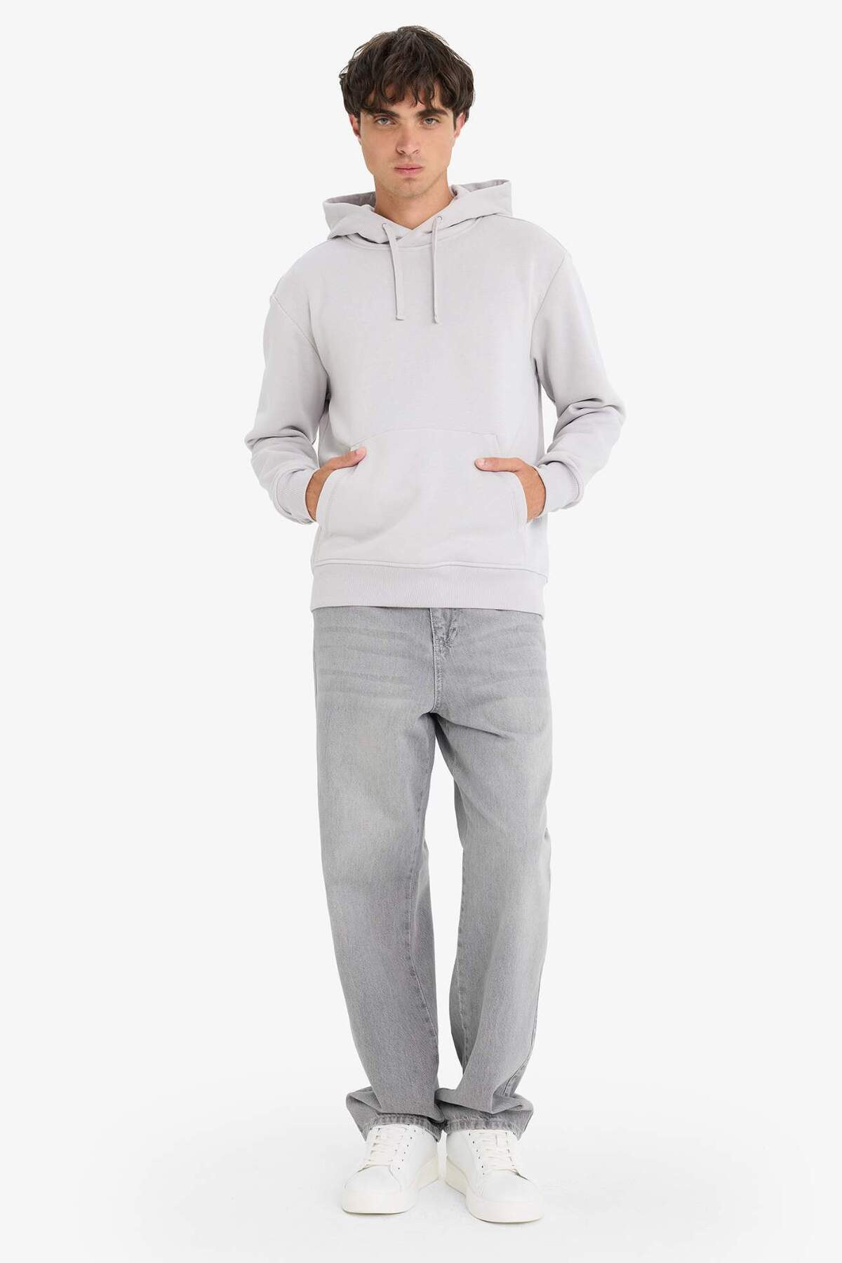 Defacto  Regular Fit Kapüşonlu Kanguru Cepli İçi Yumuşak Tüylü Basic Düz Sweatshirt X8283AZ24AU - Görsel 2