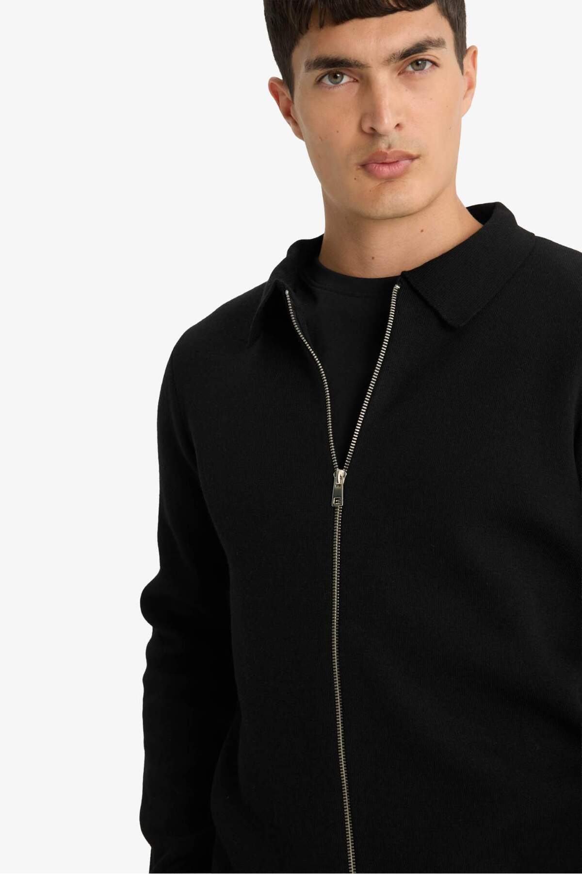 Defacto  Standart Fit Normal Kesim Polo Yaka Triko Hırka D3592AX24WN - Görsel 4