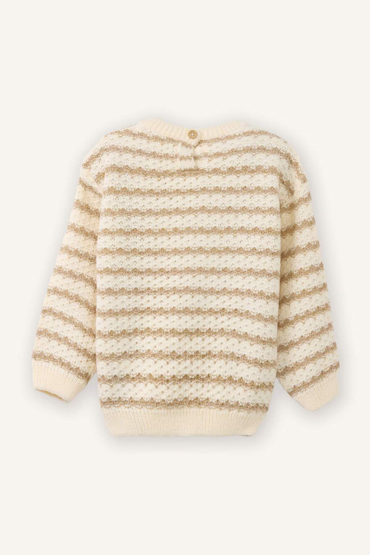 Defacto Bisiklet Yaka Çizgili Triko Kazak Kız Bebek C8273A524WN fotoğrafı 3 (önizleme)