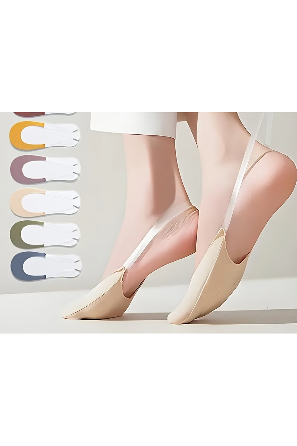 VENTURA STORE VELIA SERIES Topuklu Ayakkabılar İçin Ten rengi Görünmez Slingback Çoraplar - Yumuşak, Nefes Alabilir ve Dikişsiz Karışım görsel 2