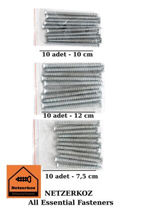 Netzerkoz 30 adet 3 çeşit Beton Vidası-Buldex Vida(7,5x8 - 7,5x10 - 7,5x12cm)...