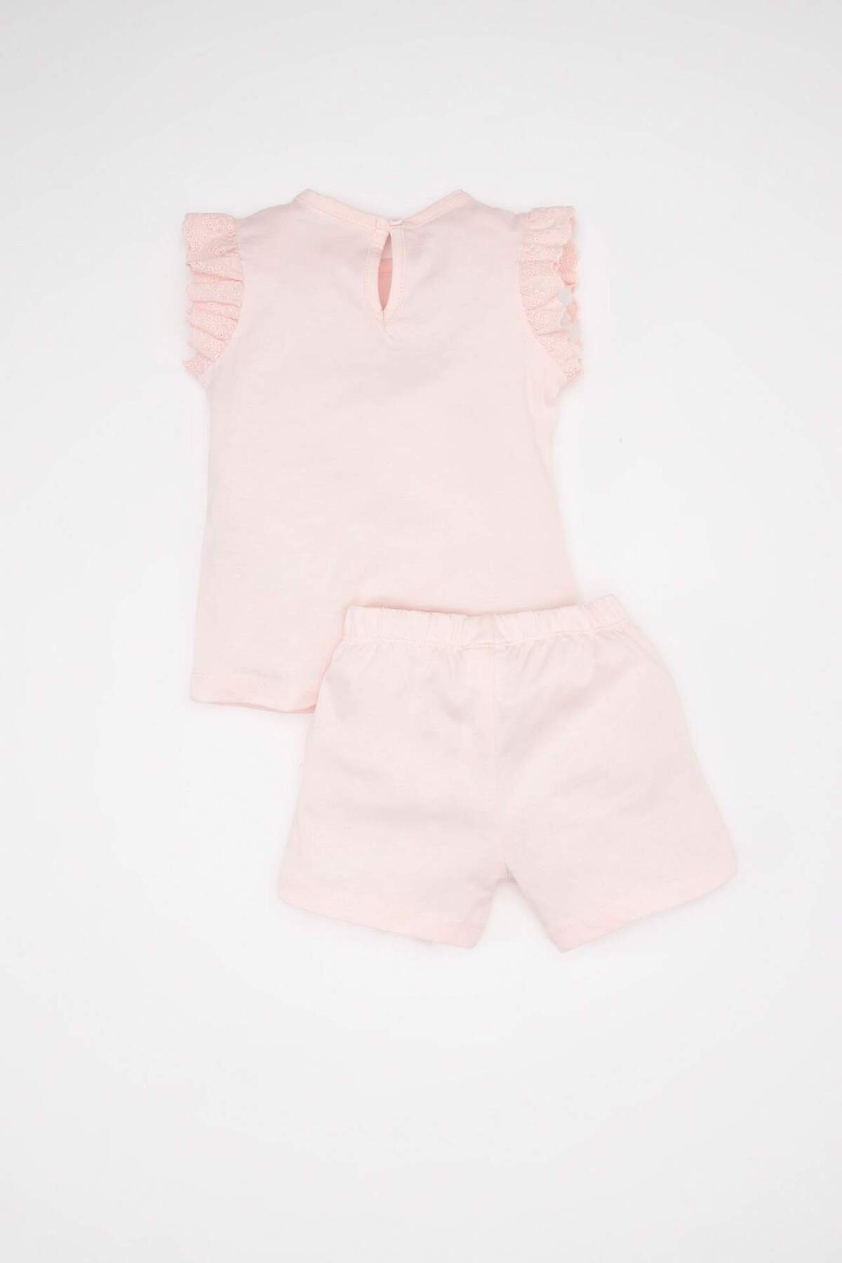 Defacto Kız Bebek Pijama Takımı Penye Basic Düz Bisiklet Yaka Kısa Kollu Üst Şort C5067A524HS fotoğrafı 4 (önizleme)