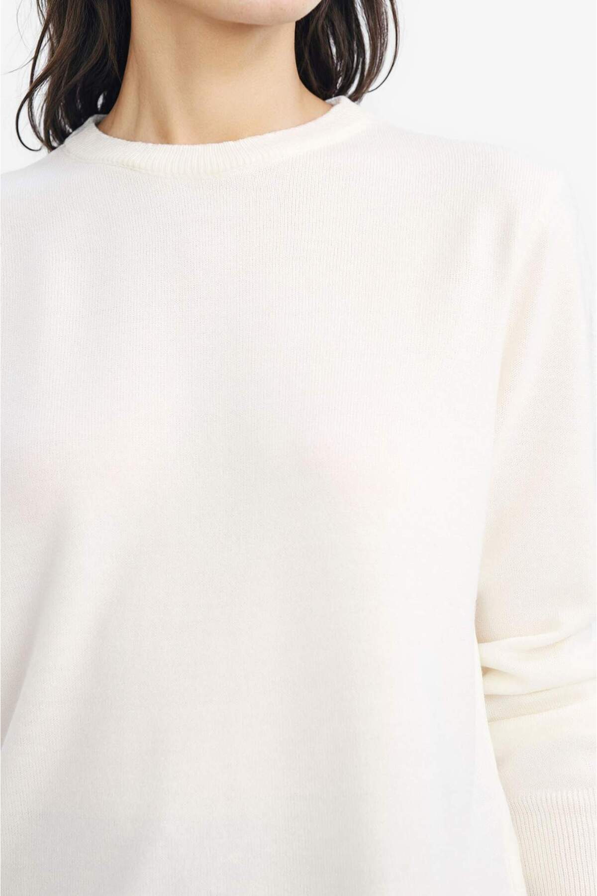 Defacto  Relax Fit Bisiklet Yaka Triko Kazak C0058AX24WN - Görsel 5