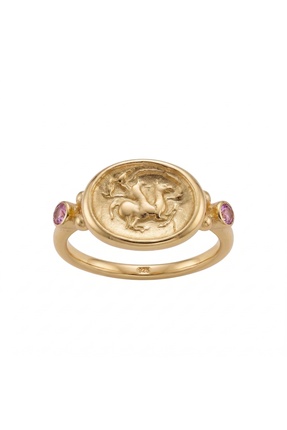 makeitbylove Sultan Pembe Topaz paralı Sarı Altın Yüzük, Huzur Sembolü - El Y...