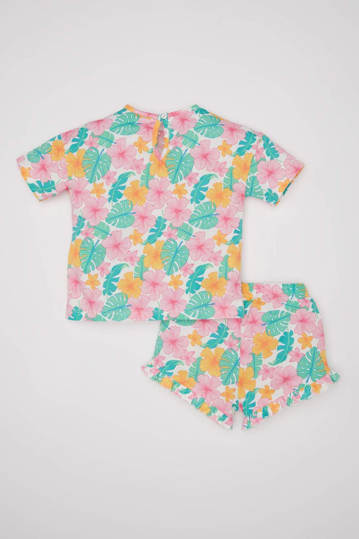 Defacto Kız Bebek 2li Takım Çiçekli Kısa Kollu Tişört Şort Z8976A224SM fotoğrafı 5 (önizleme)