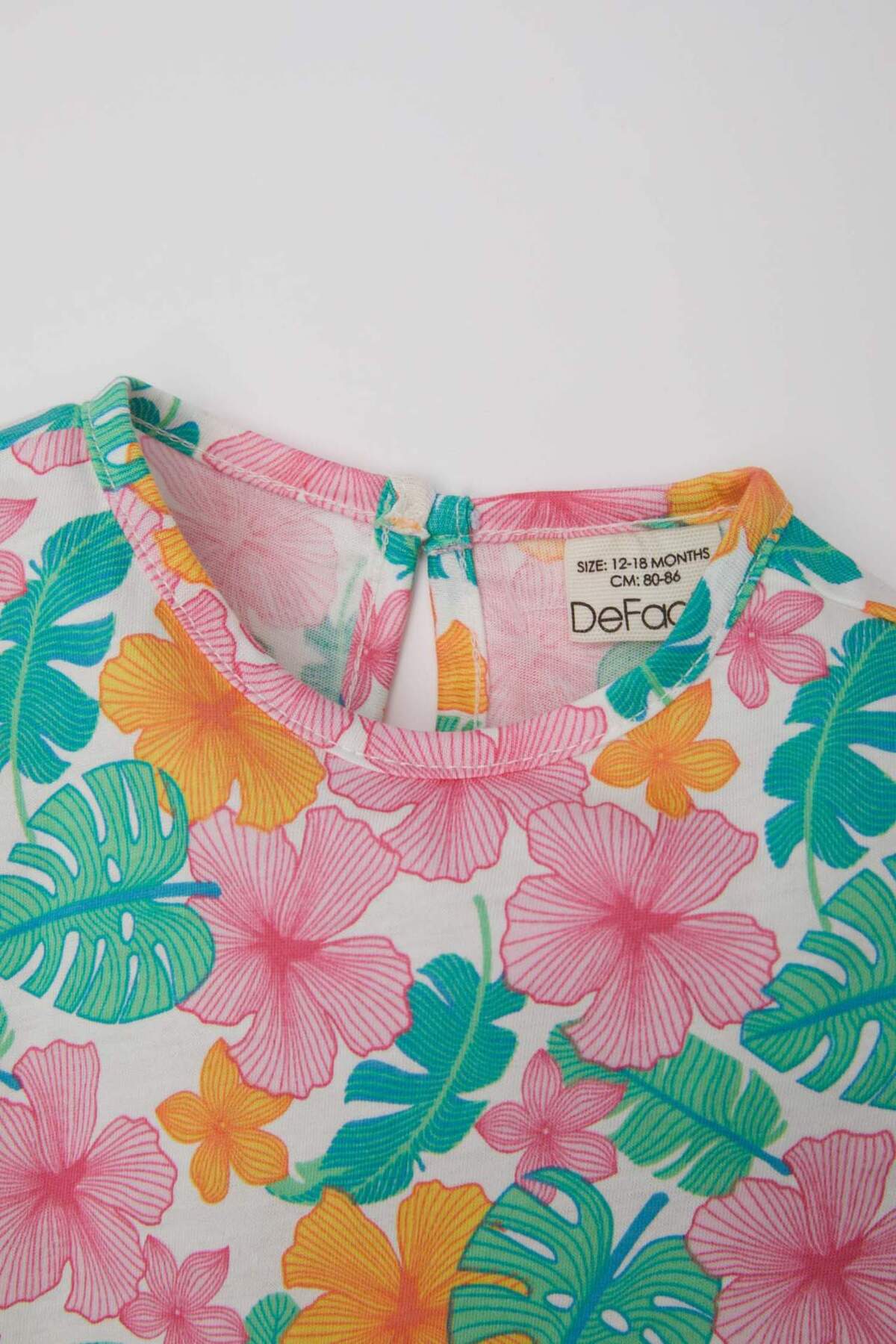 Defacto Kız Bebek 2li Takım Çiçekli Kısa Kollu Tişört Şort Z8976A224SM fotoğrafı 3 (önizleme)