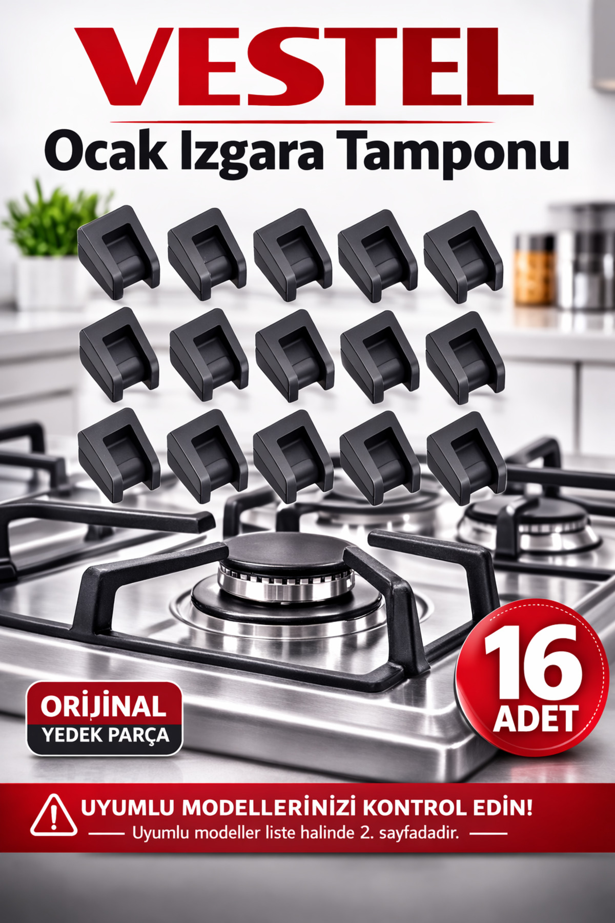 VESTEL Ocak Izgara Lastiği 16 Adet Lastik Tampon (diğer Markalarada Uyum Sağlar)