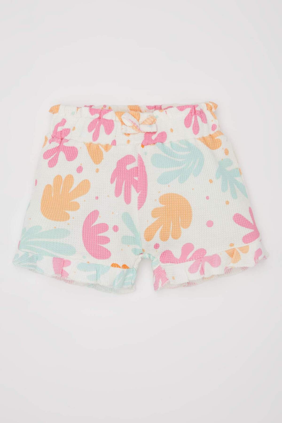 Defacto Kız Bebek 2li Takım Desenli Waffle Bisiklet Yaka Kısa Kollu Tişört Şort C9469A524SM fotoğrafı 2 (önizleme)