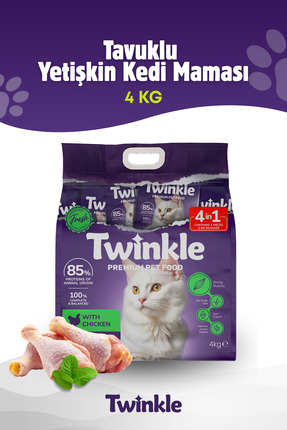 Twinkle Yetişkin Kediler için Tavuklu Tam ve Dengeli Kedi Maması 4 kg